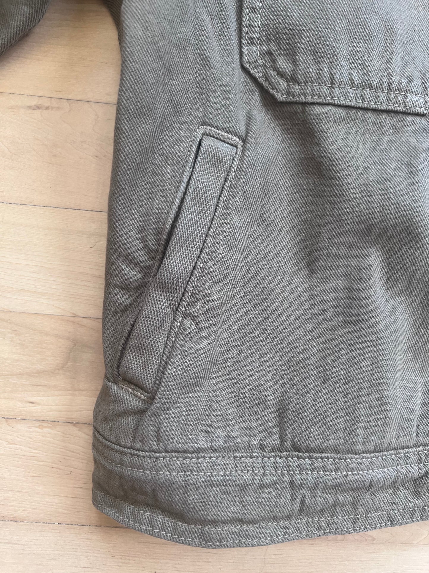 "Road to Nowhere" Olive Green Jean Jacket / Size M