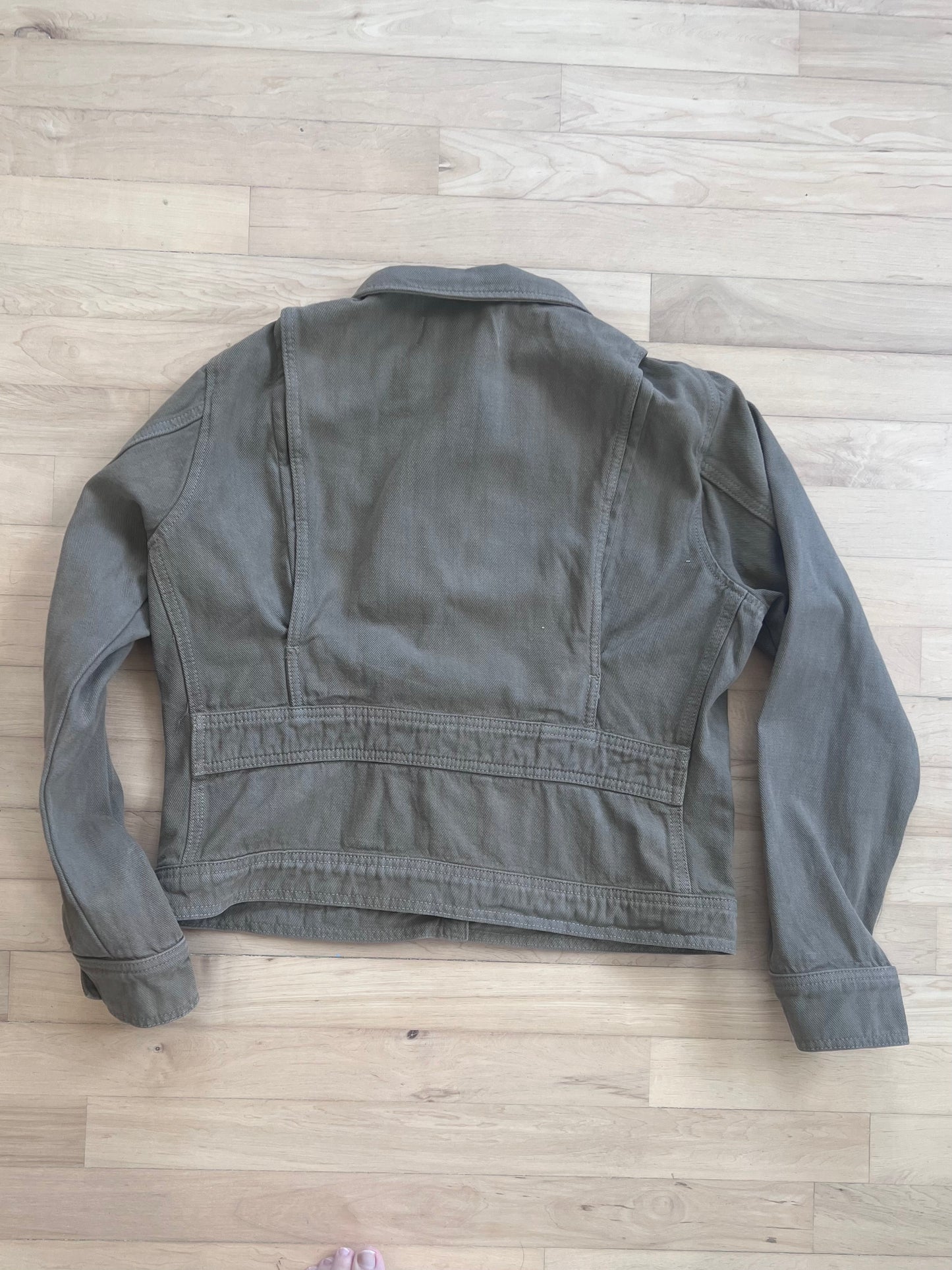 "Road to Nowhere" Olive Green Jean Jacket / Size M