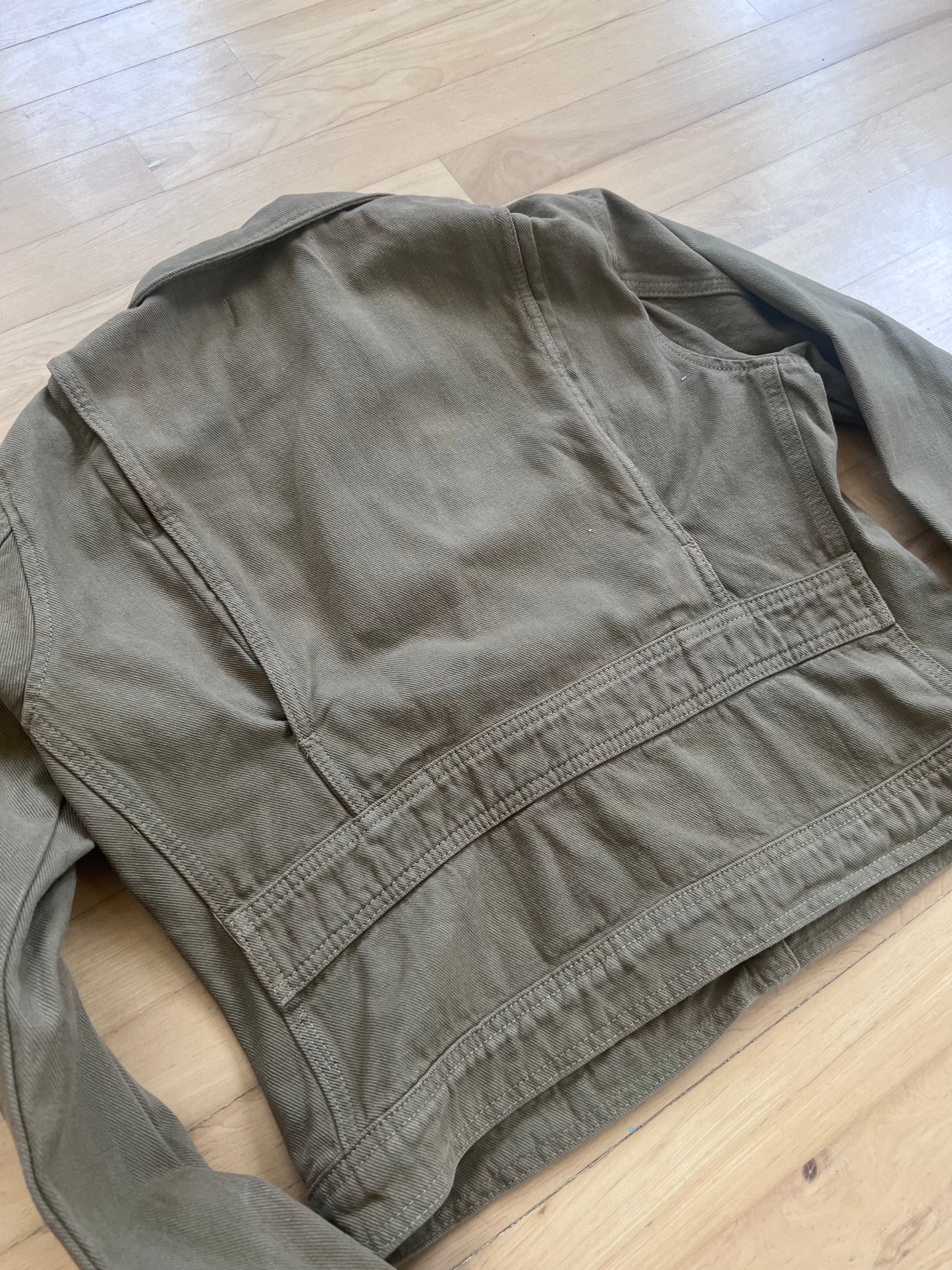 "Road to Nowhere" Olive Green Jean Jacket / Size M
