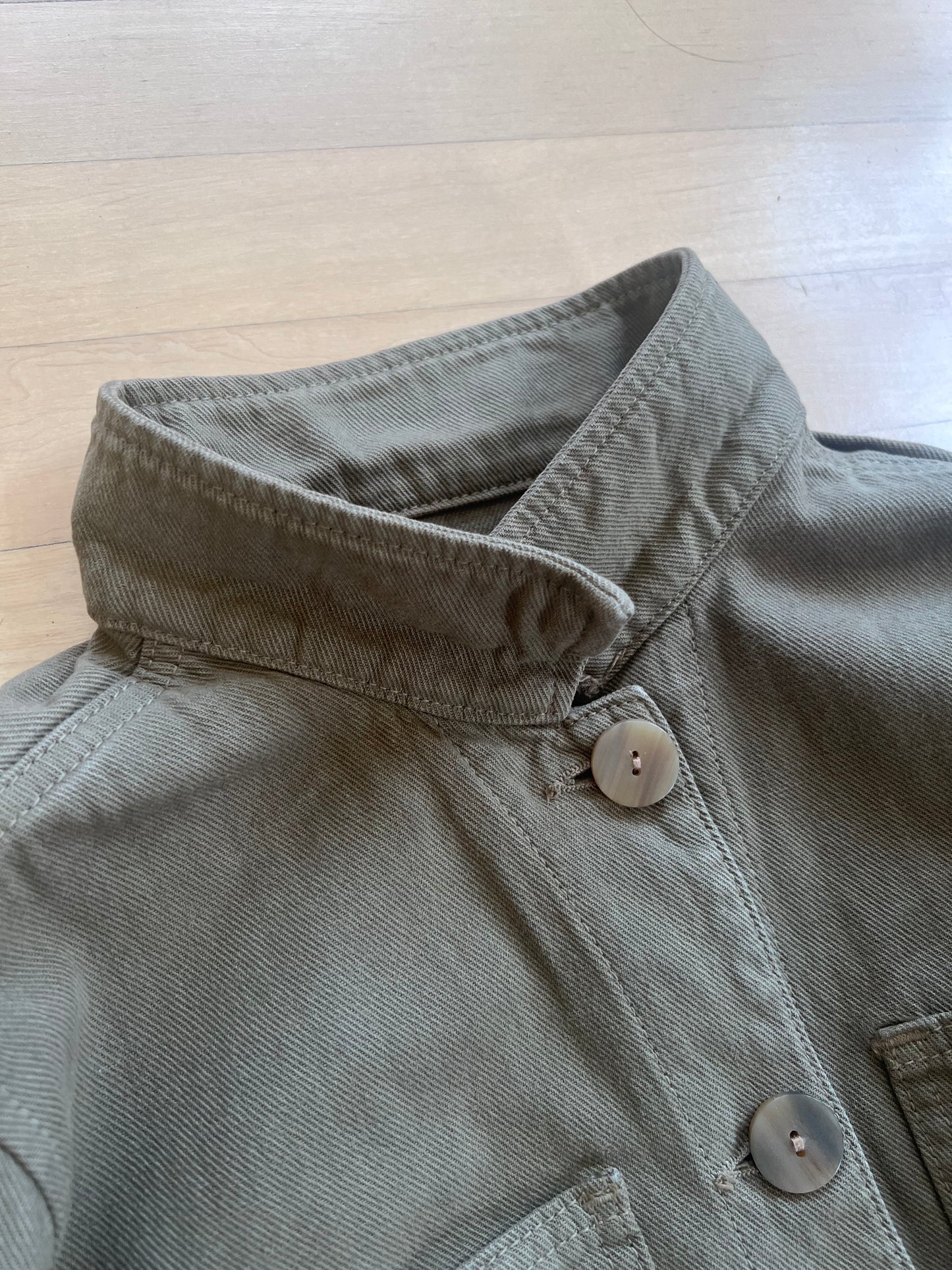 "Road to Nowhere" Olive Green Jean Jacket / Size M