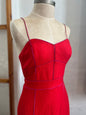 "Banana Republic" spaghetti straps wool red midi dress with pink trim / Size 0