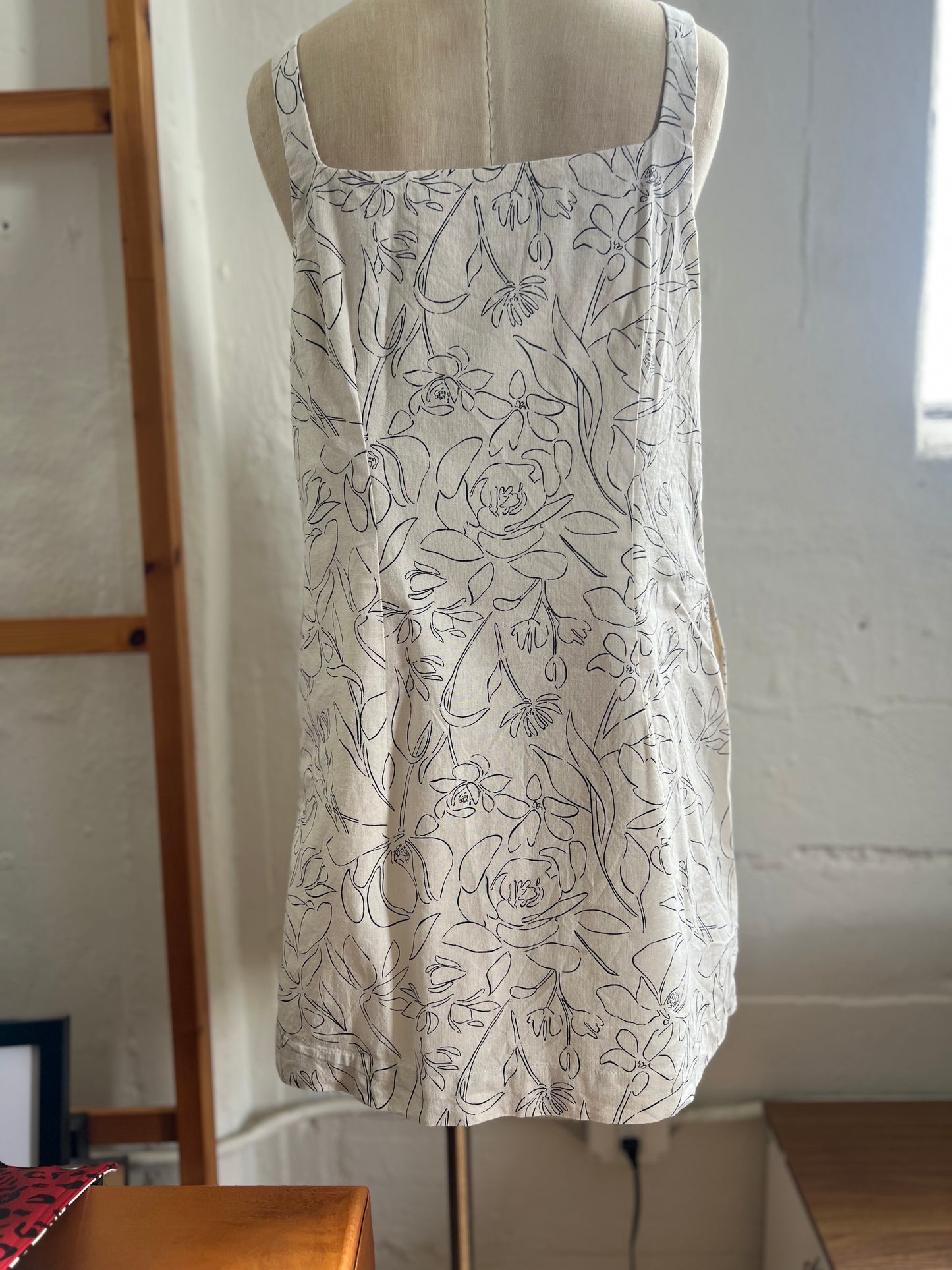 "A New Day" Linen & Cotton Mini Dress with Pockets / Size M
