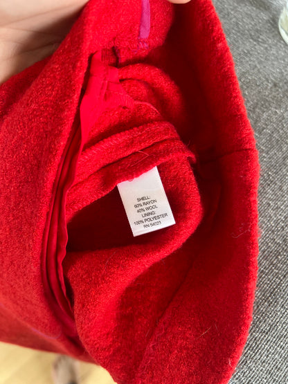 "Banana Republic" spaghetti straps wool red midi dress with pink trim / Size 0
