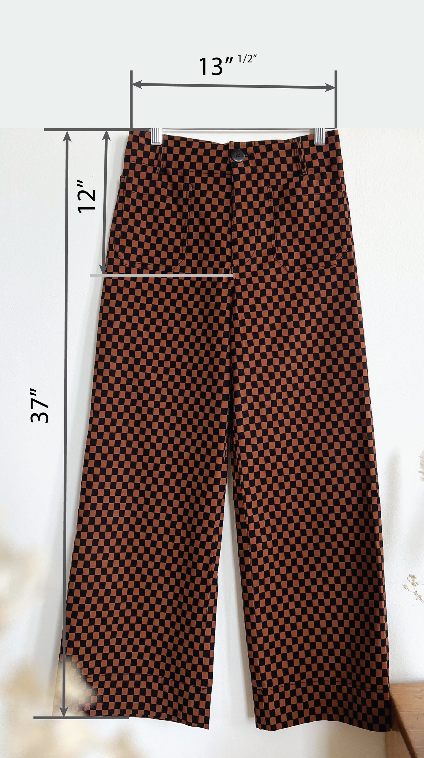 "Anthropologie-Maeve-Colette" tan black checkered crop pants - Size 26