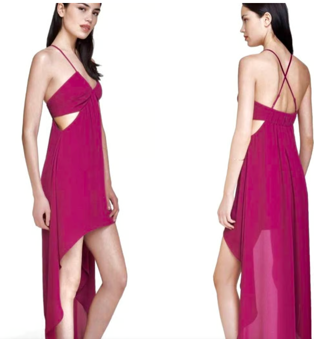"Express" Magenta fucsia asymmetrical party dress / Size O