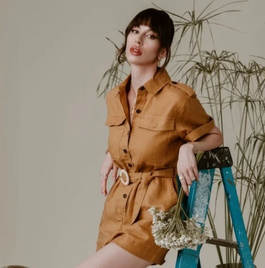 "Banana Republic" Safari Utility LINEN Romper with belt / Size S