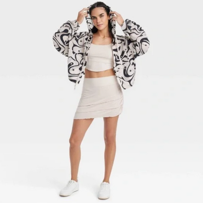 "Joylab" Packable Tan and Black Star Windbreaker Running Jacket / Size S