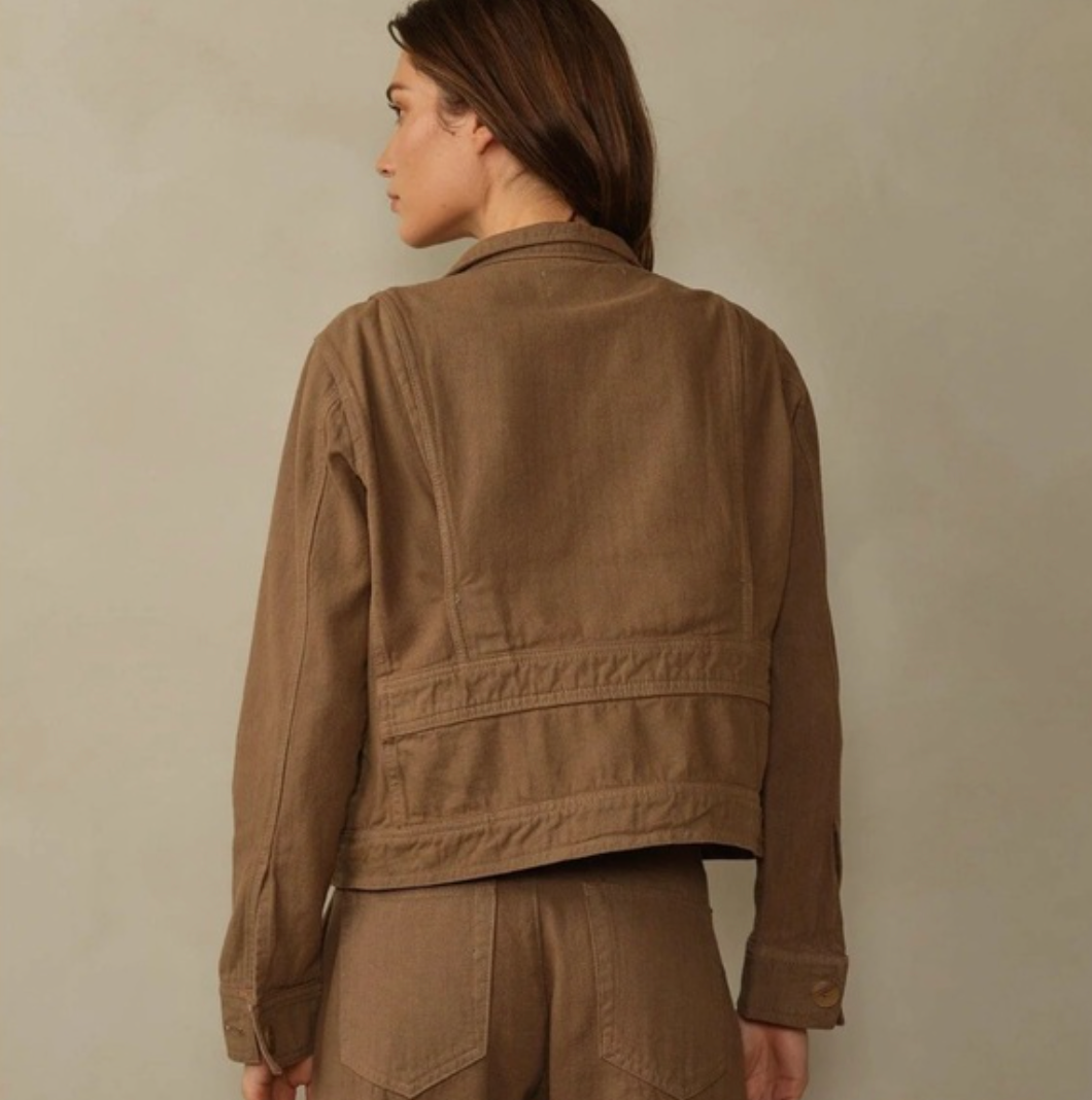 "Road to Nowhere" Olive Green Jean Jacket / Size M