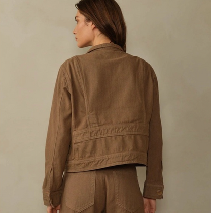 "Road to Nowhere" Olive Green Jean Jacket / Size M