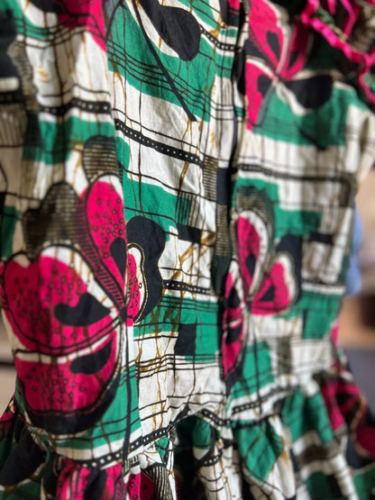 Off shoulder floral 80s Shirt - Size S